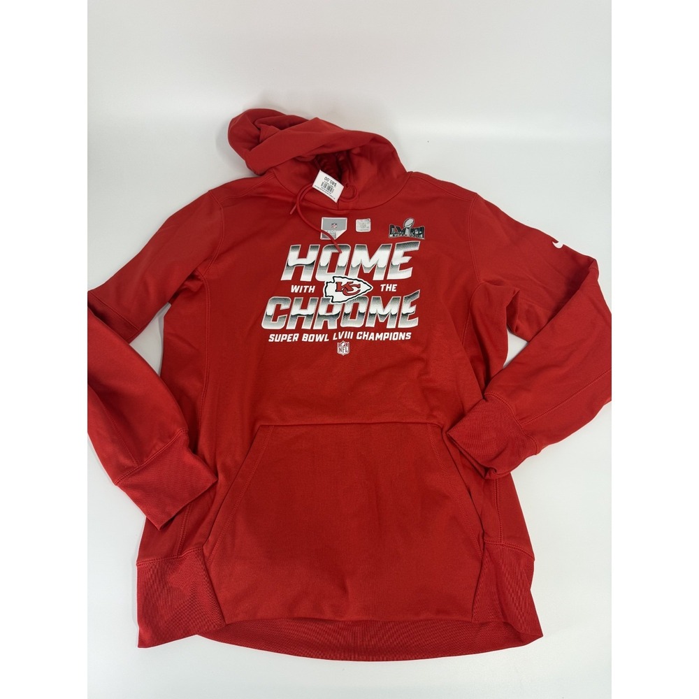 Nike Kansas City Chiefs Red Home With The Chrome‎ Hoodie Mens Size Large L New